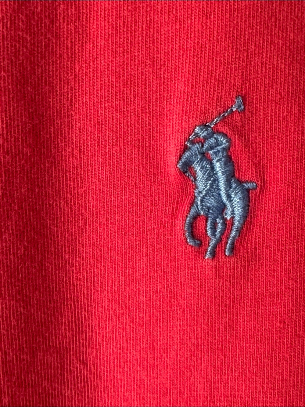 Polo Ralph Lauren Red V Neck T Shirt M Cotton Blue Pony Quiet Luxury Embroidered